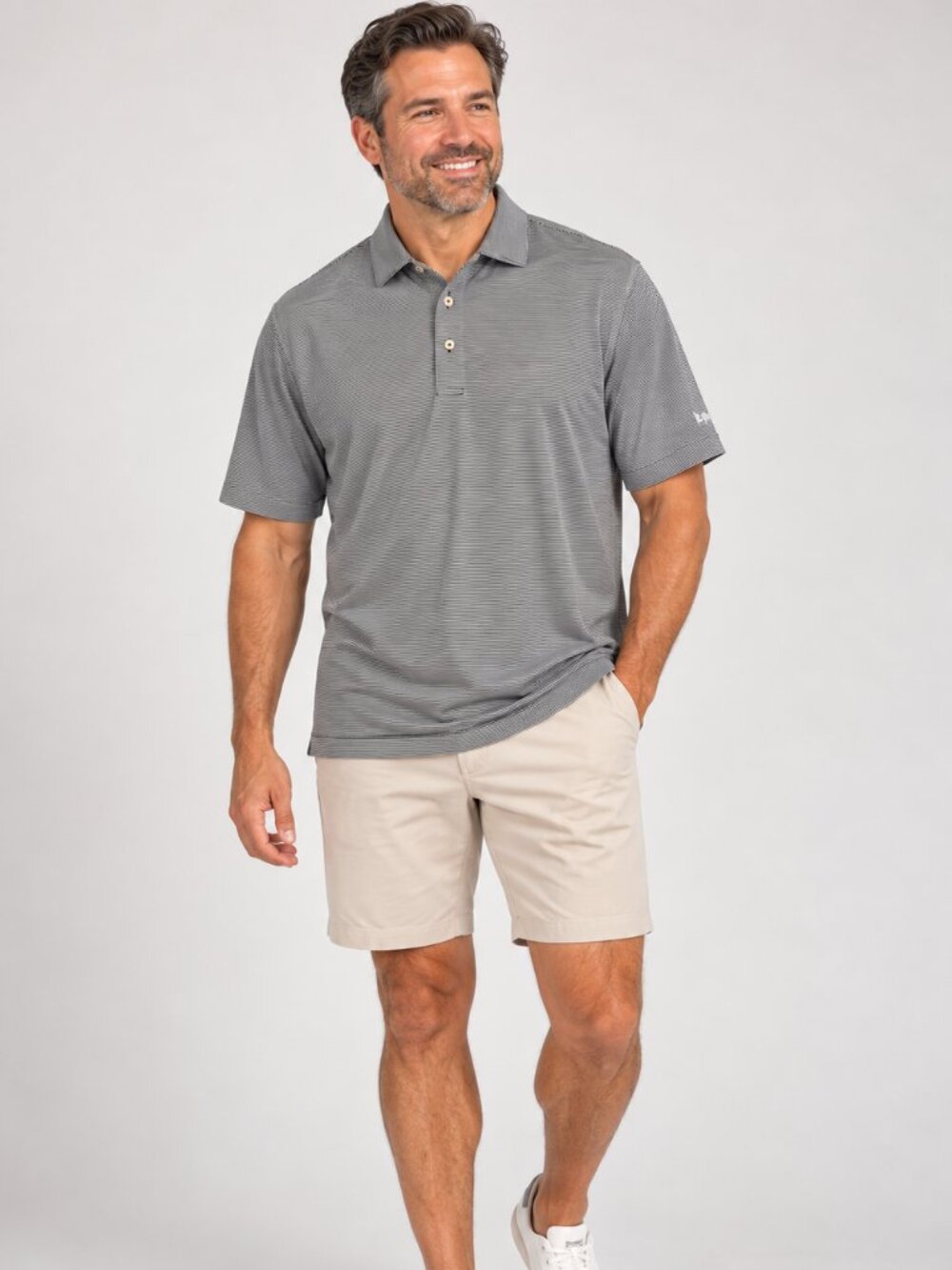 Peter Millar Summer Comfort Striped Golf Polo Gray Black XL